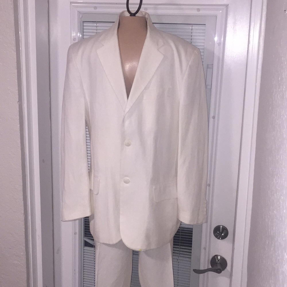 Men’s White CUBAVERA pant blazer SUIT L